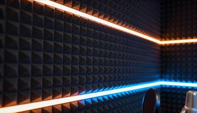 3d acoustic foam wall with neon lights perfect for world radio day