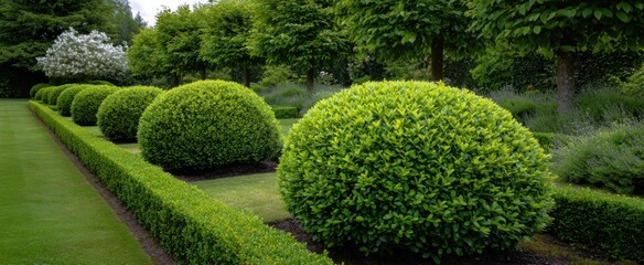 gentle crafting of ornamental shrubs evokes tranquility in a serene private garden atmosphere