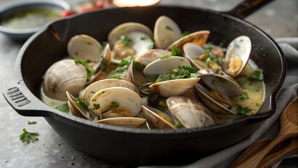 Delicious clams in a savory broth with fresh herbs
