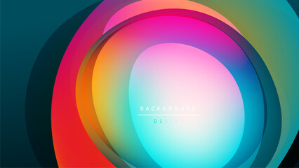 Fototapeta premium Abstract colorful layers create circular design. Vibrant hues blend, forming dynamic visual impact. Modern background element.