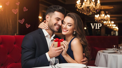 Couple celebrating special occasion at luxury restaurant