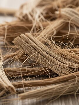 Natural raffia fibers close-up displaying texture and organic design