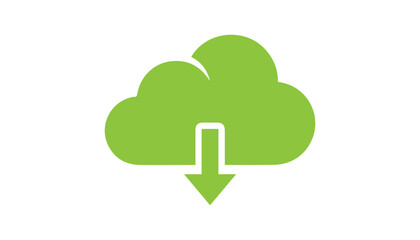 Obraz premium Bright green cloud download icon signifies secure digital data transfer and storage for web applications isolated on white.