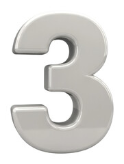 Fototapeta premium Dynamic number three in design digital isolated on transparent background