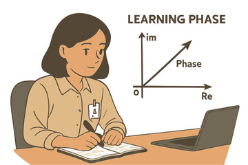  Office Intern Taking Notes Attentively, Learning Phase and Career Growth Vector isolated white background