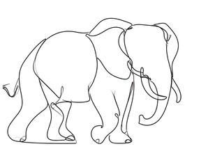 A continuous line drawing of an elephant