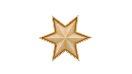 Wooden six-pointed star decoration with grooved surface