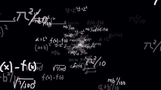 Math equations motion overlay animation with symbols and graphs hand draw 4k 