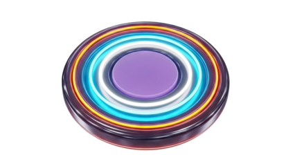 Abstract Glowing Circular Object with Neon Rings