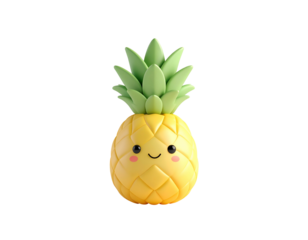 Smiling Pineapple Toy with Green Leaves.