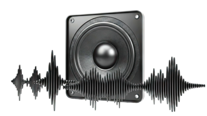 Black Speaker with Sound Waveform Visualization