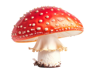 Fly Agaric Mushroom with Red Cap and White Spots.