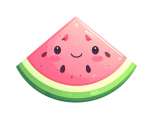 Cartoon Watermelon Slice with Happy Face.