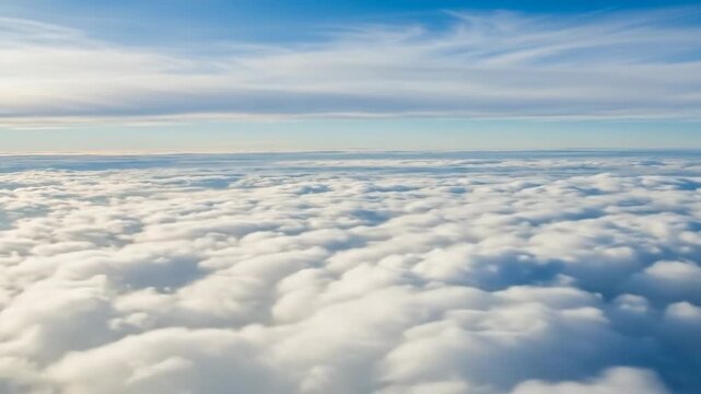 Aerial view of f white clouds against a clear blue sky, creating a serene atmosphere.