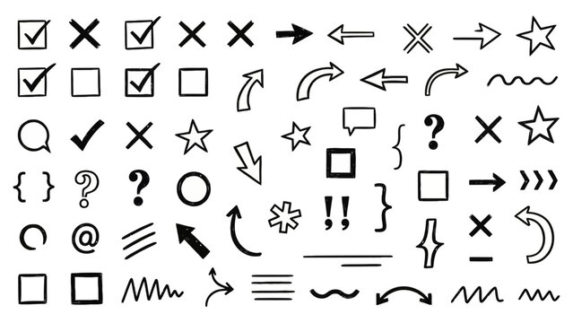 Collection of Hand Drawn Doodles, Symbols and Icons for Creative Design Projects