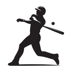 baseball batter vector silhouette clip art logo design illustration 