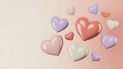 Obraz premium A collection of heart-shaped balloons floating against a gradient background