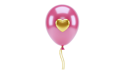 Pink balloon with a golden heart