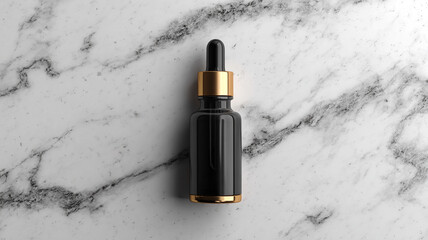 Essential oil dropper bottle mockup on marble surface, luxury minimal style