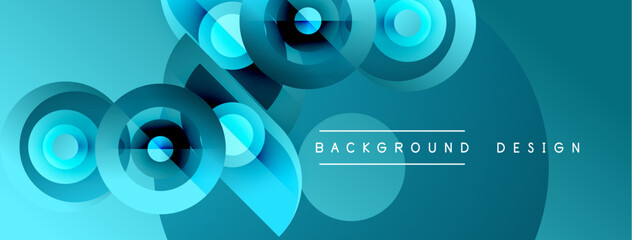 Obraz na płótnie Canvas Abstract blue shapes overlap, creating dynamic visual effect. Modern design elements suggest technology, innovation. Smooth gradients enhance depth.