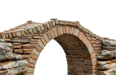 Historic stone arch bridge location architectural structure isolated on transparent background
