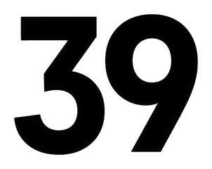 Fototapeta premium Number 39 bold typography design minimalist style view isolated on transparent background