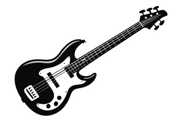 Fototapeta premium bass guitar silhouette line art vector illustration