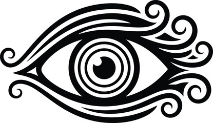 Abstract ornamental eye symbol with swirling decorative elements