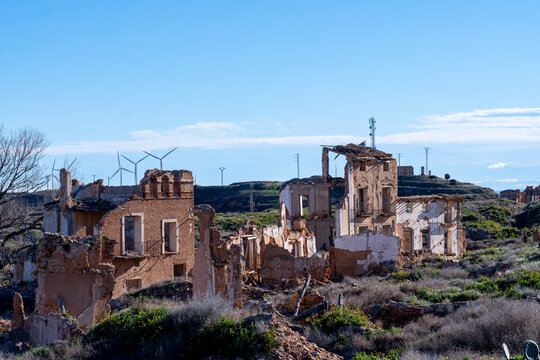 The old town of Belchite in Spain