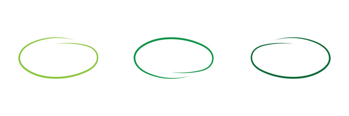 Hand drawn, pen draw green circle. Highlight green circle. Line art for marking text, number, note. vector illustration eps 10 .