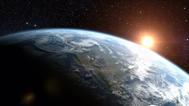 Stunning Sunrise Over Earth from Space - A Breathtaking View of Our Planet.