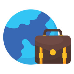 Global work. Briefcase and globe icon