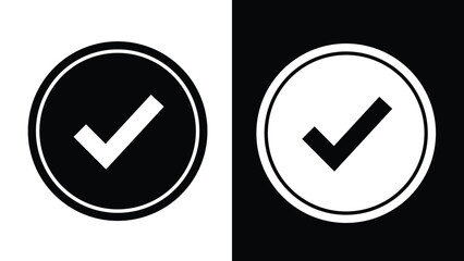 Black and white circular check mark on contrasting backgrounds symbol success © MD. ABDUL BATEN