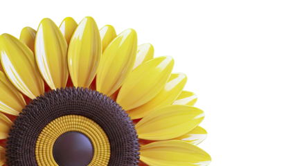 Close-up of a stylized sunflower with yellow petals and brown center