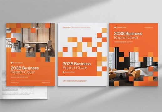 Brochure Cover Template in Orange White Hues & Modern Corporate Style for Report & White Paper Cover