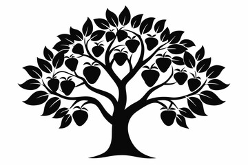 Obraz premium arbutus strawberry tree silhouette line art vector illustration