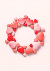 Obraz premium Vibrant pink and red heart shapes forming a circular design