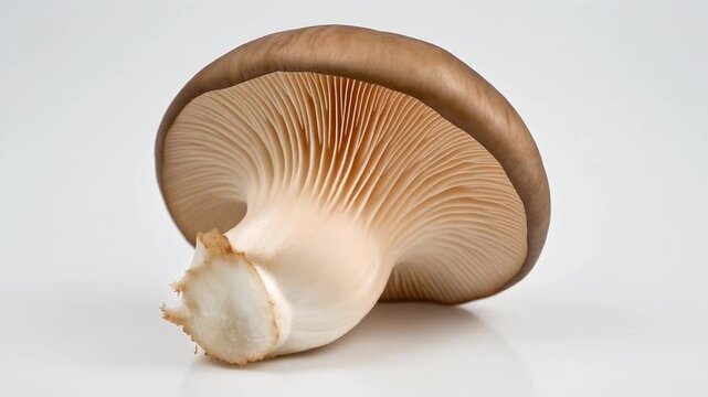 Close-Up Still Life of Oyster Mushrooms Isolated on a White Background