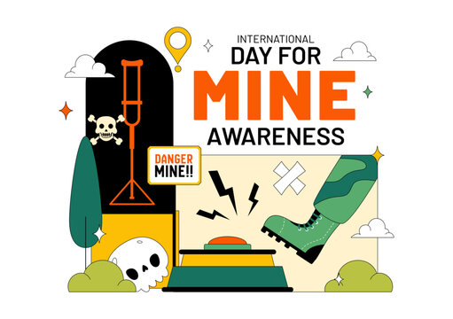 International Day For Mine Awareness Vector Illustration Promoting Safety Education, Humanitarian Action, And Global Peace Campaign a Background