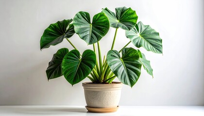 Lush indoor plant with heart-shaped leaves in a decorative pot