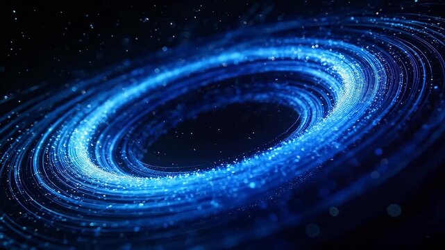 Blue light vortex with glowing stars in deep space