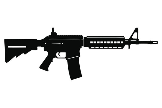 ar 15 gun silhouette line art vector illustration