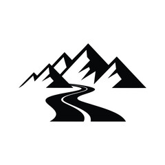 Silhouette of a winding road through mountains