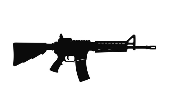 ar 15 gun silhouette line art vector illustration