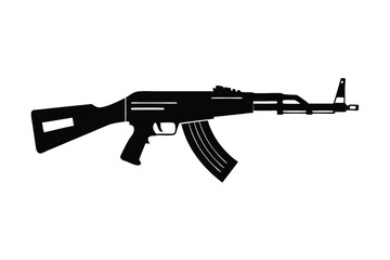 Fototapeta premium ak 47 gun silhouette line art vector illustration