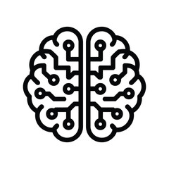 Circuit board brain silhouette with neural connections