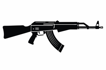 Fototapeta premium ak 47 gun silhouette line art vector illustration