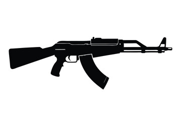 Fototapeta premium ak 47 gun silhouette line art vector illustration
