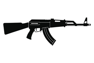 Fototapeta premium ak 47 gun silhouette line art vector illustration