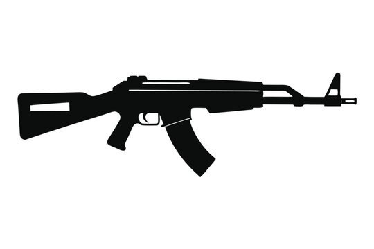 ak 47 gun silhouette line art vector illustration
